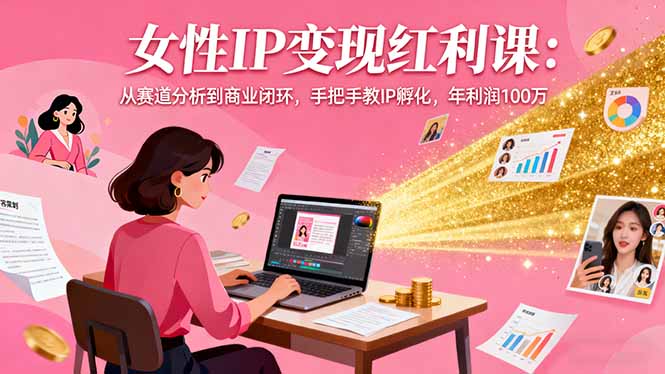 08e91083488d17868d652754a7c97cd7.jpeg 女性IP变现红利课:从赛道分析到商业闭环,手把手教IP孵化,年利润100万