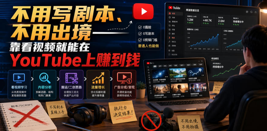 不用写剧本、不用出境——靠看视频就能在YouTube上賺到钱【原创双语字幕】-鼎铸网