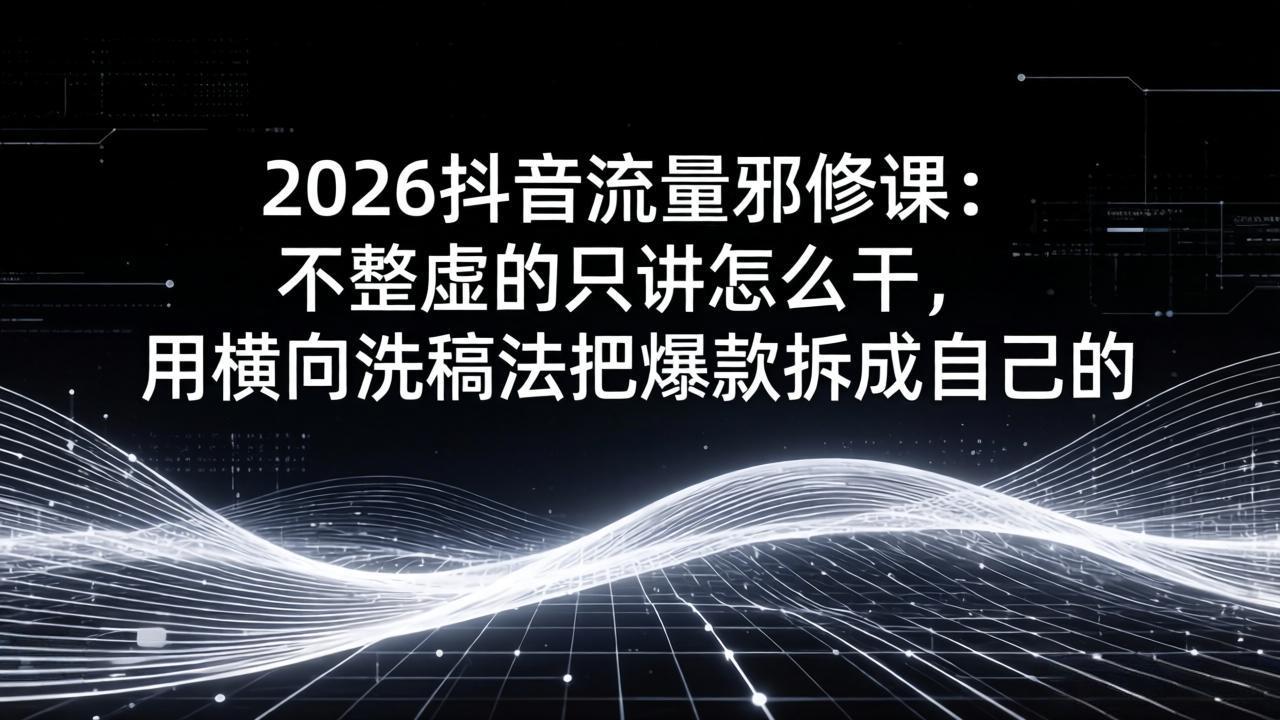 091a5c4777367d0f18158b54f4074750.jpeg 2026抖音流量邪修课:不整虚的只讲怎么干,用横向洗稿法把爆款拆成自己的