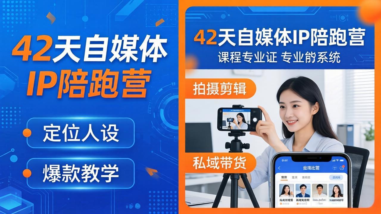 42天自媒体IP陪跑营-26年4月19更新:定位人设爆款全教学,拍摄剪辑私域带货一站式落地-鼎铸网
