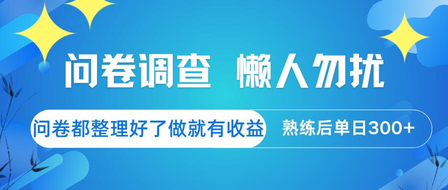 问卷调查 懒人勿扰 问卷都整理好了，做就有收益，熟练后日入300+-鼎铸网