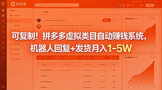 可复制!拼多多虚拟类目自动赚钱系统,机器人回复+发货月入 1-5W-鼎铸网