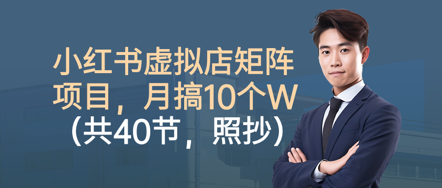 小红书虚拟店矩阵项目，月搞10W(共40节，照抄照做)-鼎铸网