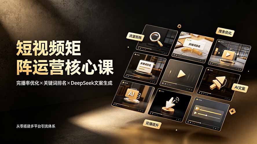 短视频矩阵运营核心课：完播率优化×关键词排名×DeepSeek文案生成，从零搭建多平台引流体系-鼎铸网