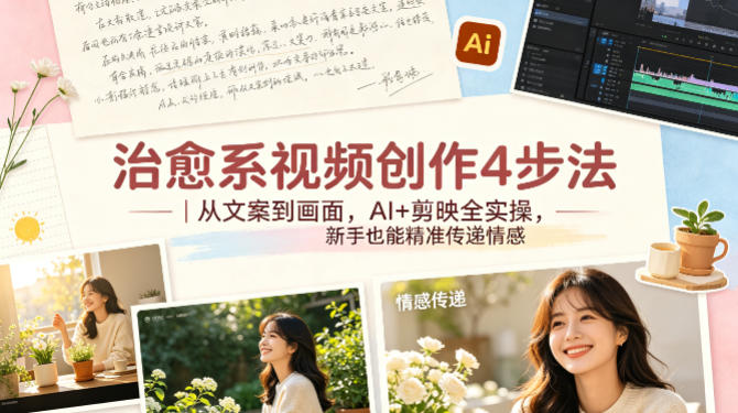0b9bd44dc721052977c2361bf2e371d9.jpeg 治愈系视频创作4步法|从文案到画面,AI+剪映全实操,新手也能精准传递情感