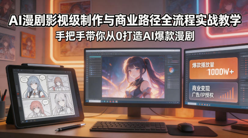 0bda94be597c1f75f5073c8e146bfc15.jpeg AI漫剧影视级制作与商业路径全流程实战教学,手带你从0打造AI爆款漫剧