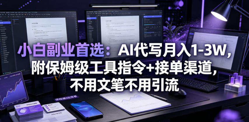 0c12f590a760904754a60956cfc90265.jpeg 小白副业首选:AI代写月入1-3W,附保姆级工具指令+接单渠道,不用文笔不用引流【揭秘】