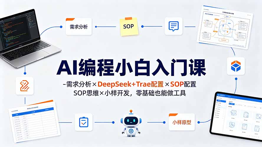 AI编程小白入门课-需求分析×DeepSeek+Trae配置×SOP思维×小样开发，零基础也能做工具-鼎铸网