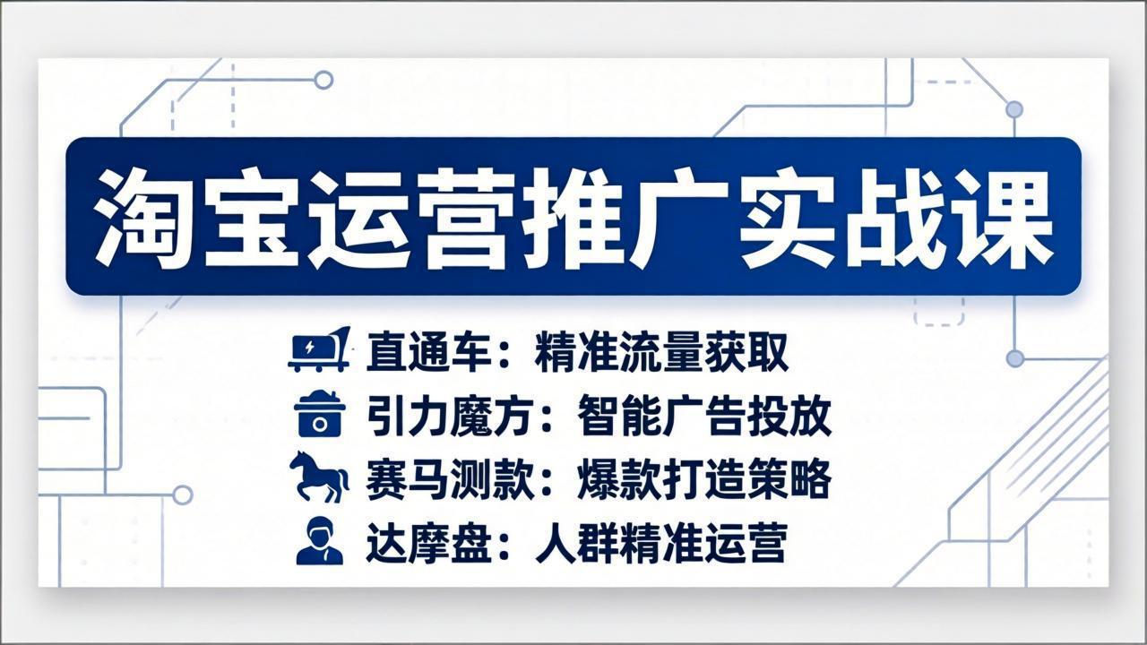 0c9af721a10d717e7b51679588eb5d1d.jpeg 淘宝运营推广实战课,直通车+引力魔方+赛马测款+达摩盘人群推广等(更新26年3月
