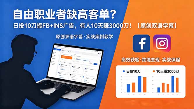 自由职业者缺高客单?日投 10 刀搞 FB+INS 广告,有人 10 天赚 3000 刀!【原创双语字幕】-鼎铸网