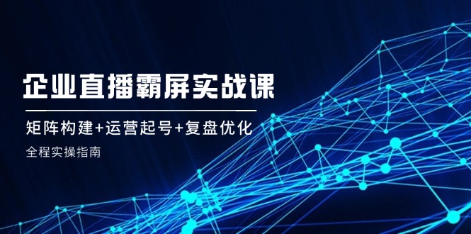 企 业 直 播 霸 屏实战课：矩阵构建+运营起号+复盘优化，全程实操指南-鼎铸网