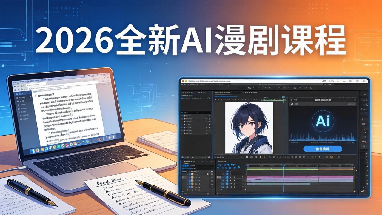 0d67af29a534f936c805c71ab5245d32.jpeg 2026全新AI漫剧课程:覆盖创作全链路,教你写作分镜剪辑配音一站式打造漫剧作品