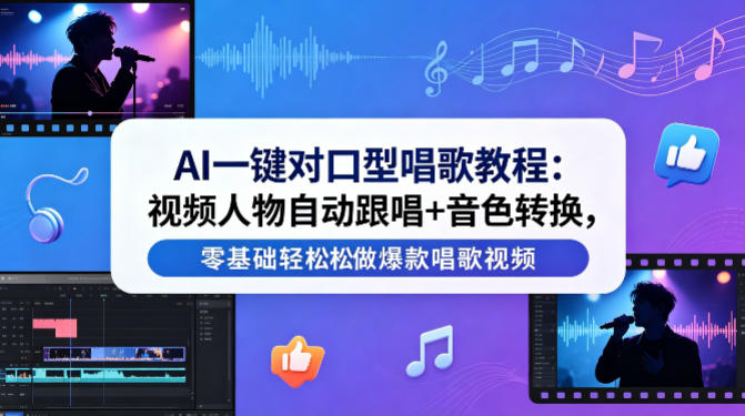 AI一键对口型唱歌教程：视频人物自动跟唱+音色转换，零基础轻松做爆款唱歌视频-鼎铸网