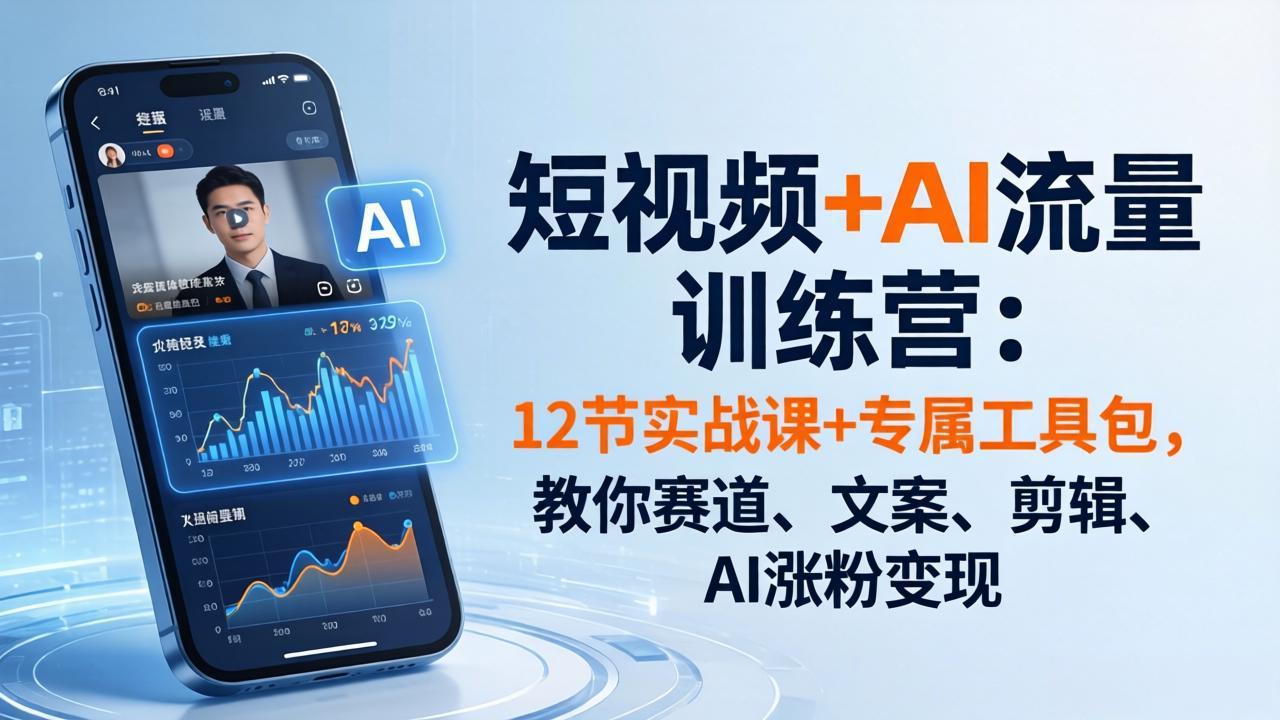 0de0d1aa0b0ace9fca3d4fa5cafc2870.jpeg 短视频+AI流量训练营:12节实战课+专属工具包,教你赛道、文案、剪辑、AI涨粉变现