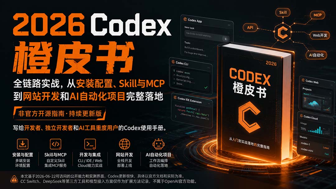0e3bb69bd0247d816b53e12f3959b209.jpeg 2026Codex橙皮书:全链路实战,从安装配置、Skill与MCP到网站开发和AI自动化项目完整落地