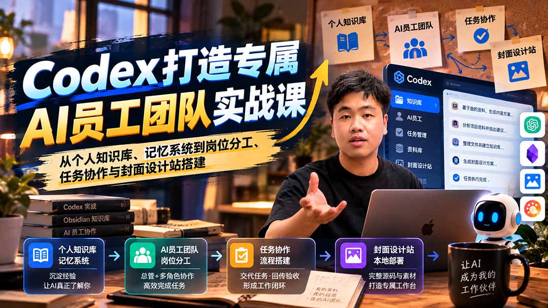 【无水印】Codex打造专属AI员工团队实战课:从个人知识库、记忆系统到岗位分工、任务协作与封面设计站搭建-鼎铸网