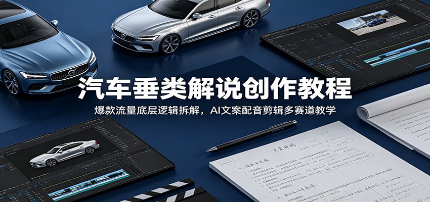 汽车垂类解说创作教程：爆款流量底层逻辑拆解，AI文案配音剪辑多赛道教学-鼎铸网