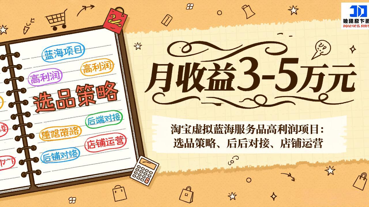 0efa4c2f0533001e05b93a94cdf7e881.jpeg 淘宝虚拟蓝海服务品高利润项目:选品策略、后端对接、店铺运营,月收益可达3-5万元