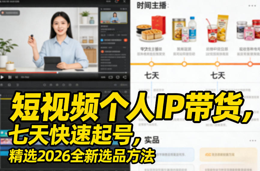 短视频个人IP带货,七天快速起号,精选2026全新选品方法-鼎铸网