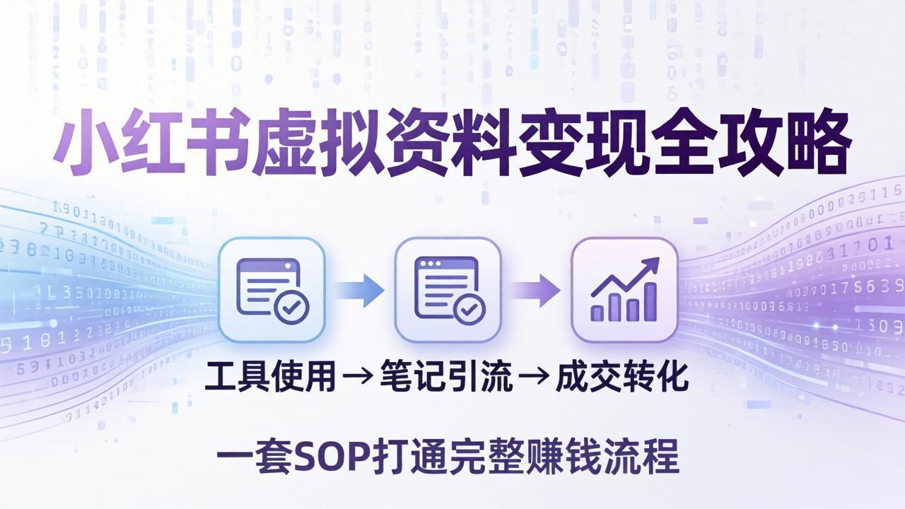 小红书虚拟资料变现全攻略:从工具使用到笔记引流成交,一套 SOP 打通完整赚钱流程-鼎铸网