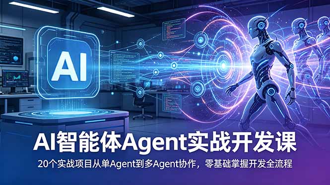 AI智能体Agent实战开发课：20个实战项目从单Agent到多Agent协作，零基础掌握开发全流程-鼎铸网