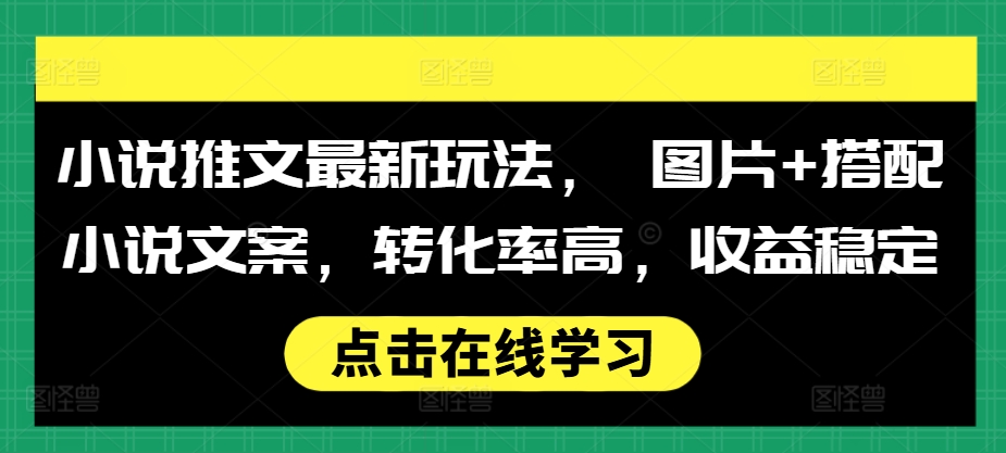 小说推文最新玩法， 图片+搭配小说文案，转化率高，收益稳定-鼎铸网