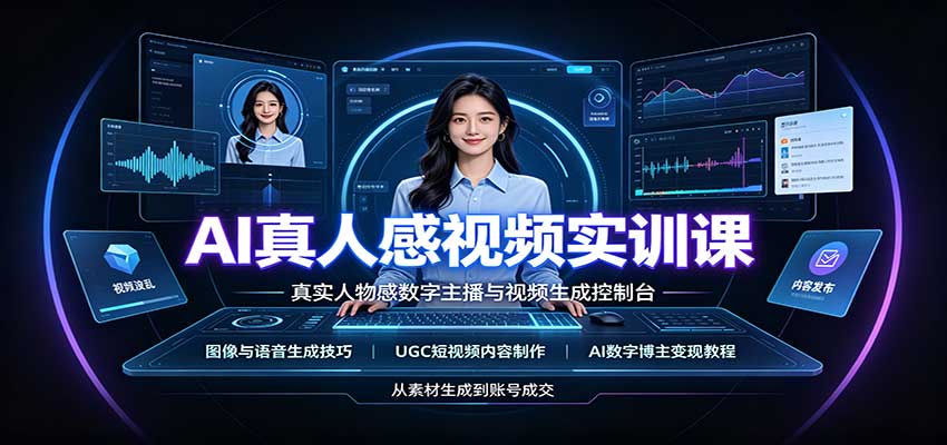 AI真人感视频实训课：图像语音生成，UGC内容制作，AI数字博主变现教程-鼎铸网