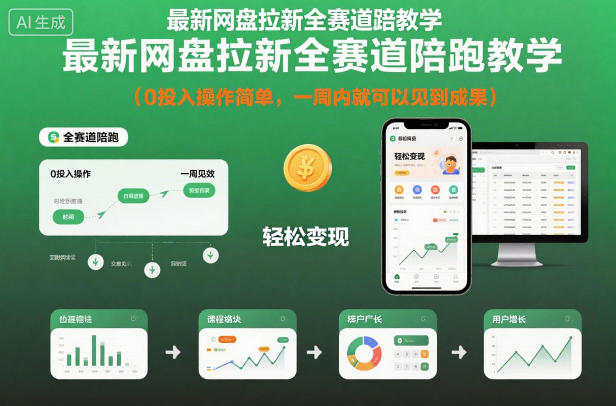 最新网盘拉新全赛道陪跑教学,0投入操作简单,一周内就可以见到成果-鼎铸网