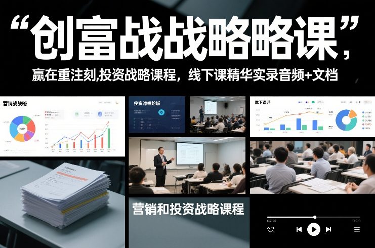 创富战略课,赢在重注时刻,营销和投资战略课程,线下课精华实录音频+文档-鼎铸网
