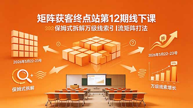 矩阵获客终点站第12期线下课 2026年5月22-23号 保姆式拆解万级线索引流矩阵打法-鼎铸网