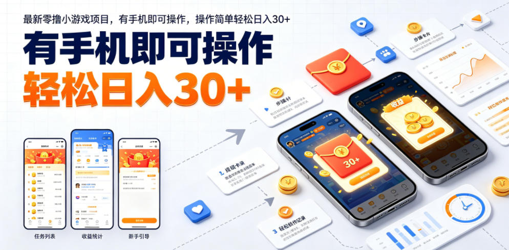 最新零撸小游戏项目，有手机即可操作，操作简单轻松日入30+-鼎铸网