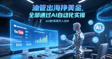 油管出海挣美金，全部通过AI自动化实操，从0到1实现月入过W-鼎铸网