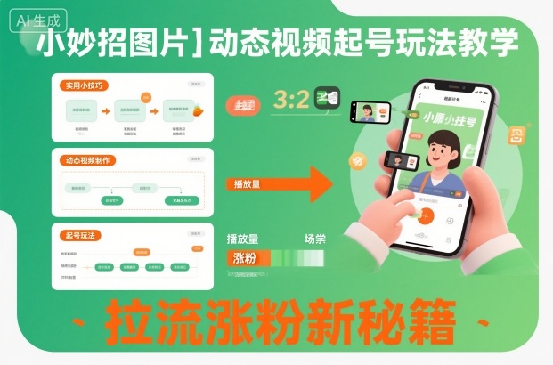 小妙招图片+动态视频起号玩法教学,拉流涨粉新秘籍-鼎铸网
