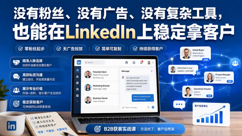 没有粉丝、没有广告、没有复杂工具，也能在LinkedIn上稳定拿客户【原创双语字幕】-鼎铸网