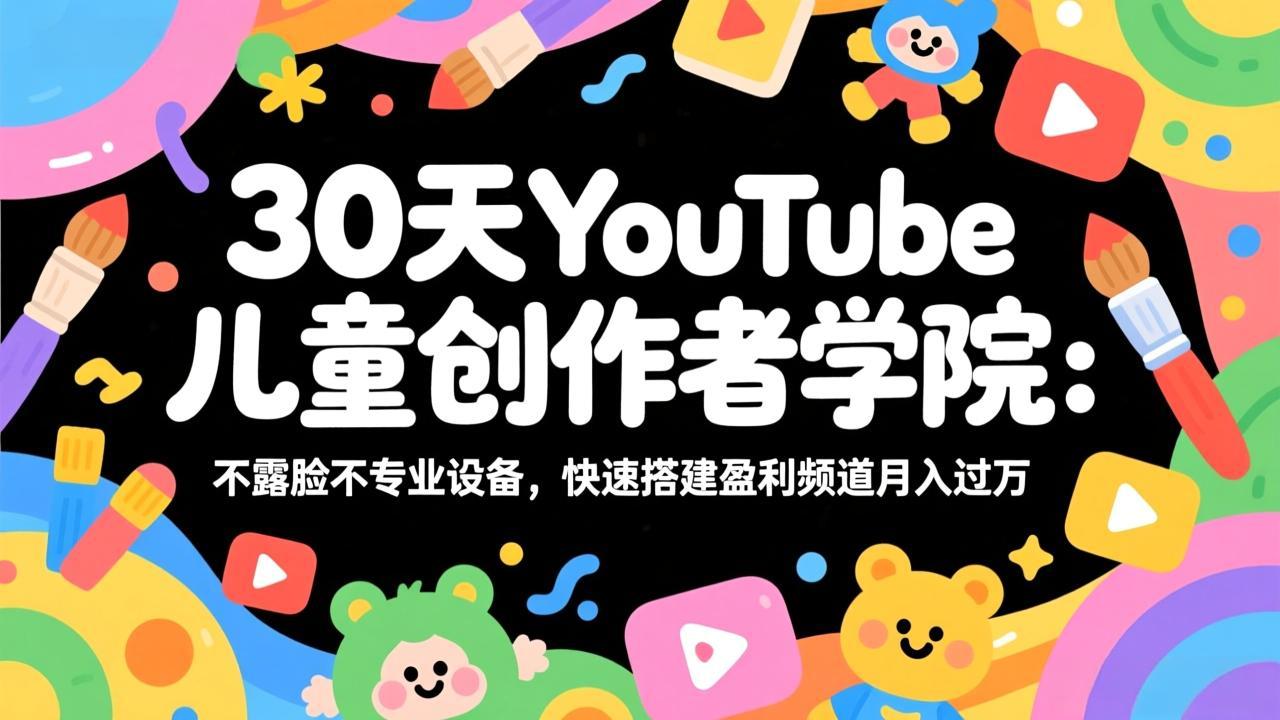 13c8021e03cc09e4a3854b0833a8ae0a.jpeg 30天YouTube儿童创作者学院:不露脸不专业设备,快速搭建盈利频道月入过万
