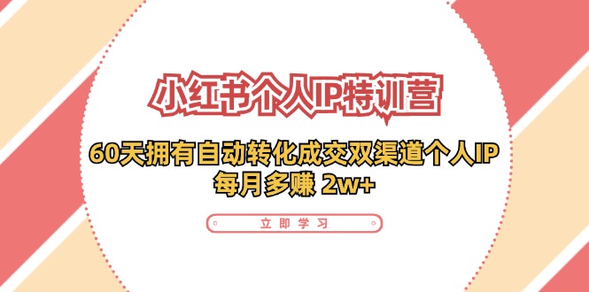 小红书个人IP陪跑营：两个月打造自动转化成交的多渠道个人IP，每月收入2w+(30节)-鼎铸网