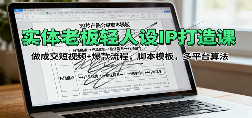 实体老板轻人设IP打造课：做成交短视频+爆款流程，脚本模板，多平台算法-鼎铸网