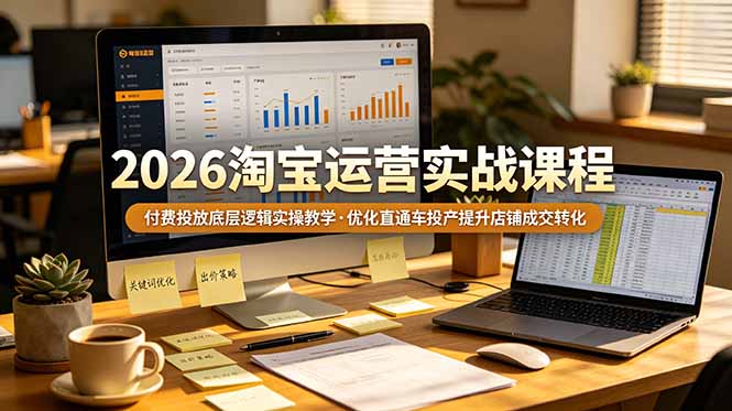 2026 淘宝运营实战课程，付费投放底层逻辑实操教学，优化直通车投产提升店铺成交转化-鼎铸网
