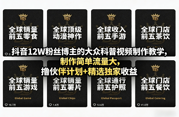 150db0a318528a6435e7831643430d00.jpeg 抖音12W粉丝博主的大众科普视频制作教学,制作简单流量大,撸伙伴计划+精选独家收益