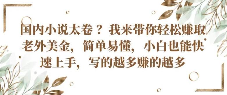 国内小说太卷 ?带你轻松赚取老外美金,简单易懂,小白也能快速上手,写的越多赚的越多【揭秘】-鼎铸网