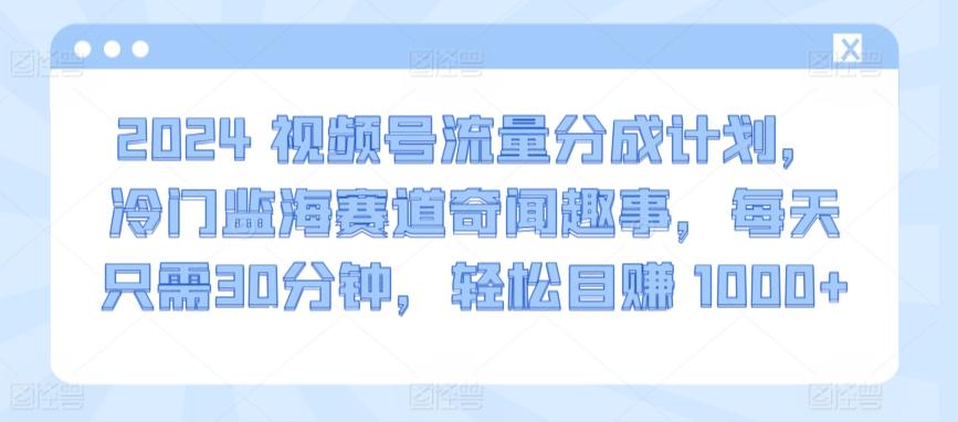 15a278b1f3b73e77d551048d4c54fb6b.jpeg 2024视频号流量分成计划,冷门监海赛道奇闻趣事,每天只需30分钟,轻松目赚 1000+【揭秘】