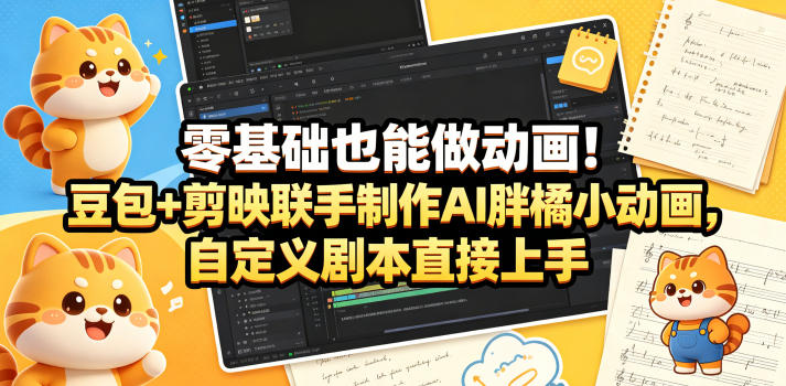 16397985dcf3908348ae188dc95ba619.jpeg 零基础也能做动画!豆包+剪映联手制作AI胖橘小动画,自定义剧本直接上手