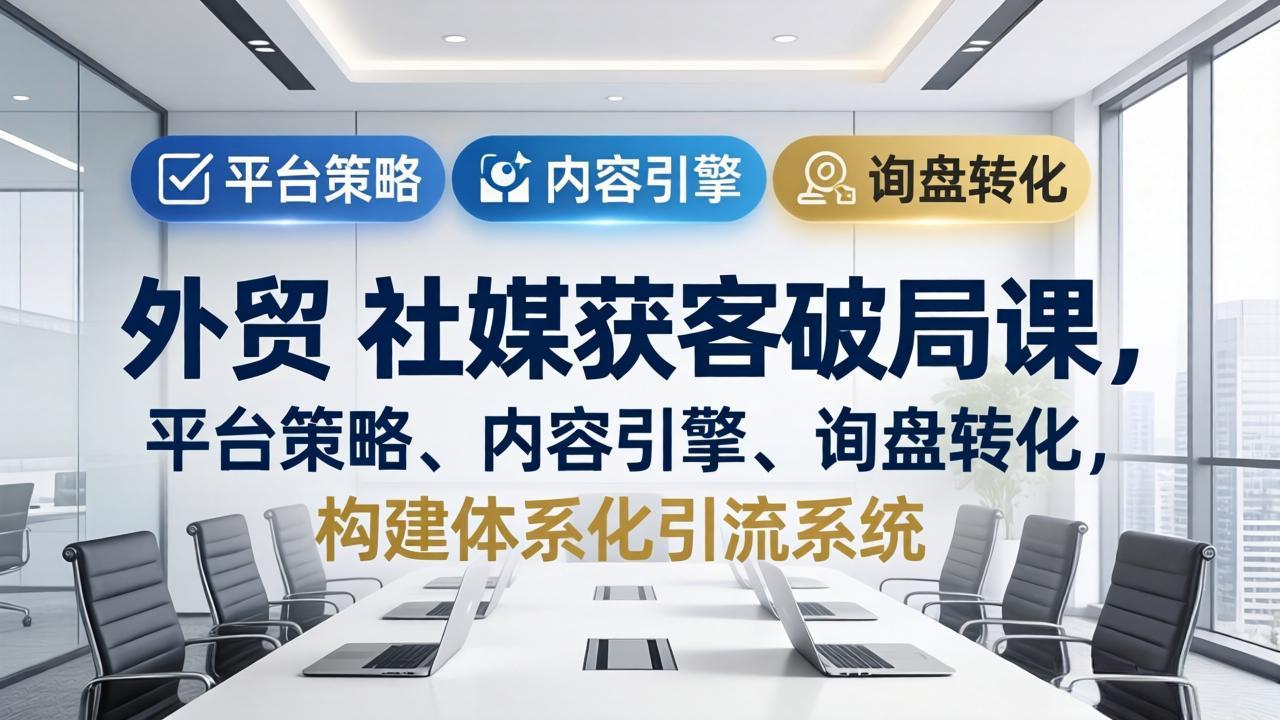 外贸 社媒获客破局课,平台策略、内容引擎、询盘转化,构建体系化引流系统(更新26年3月-鼎铸网