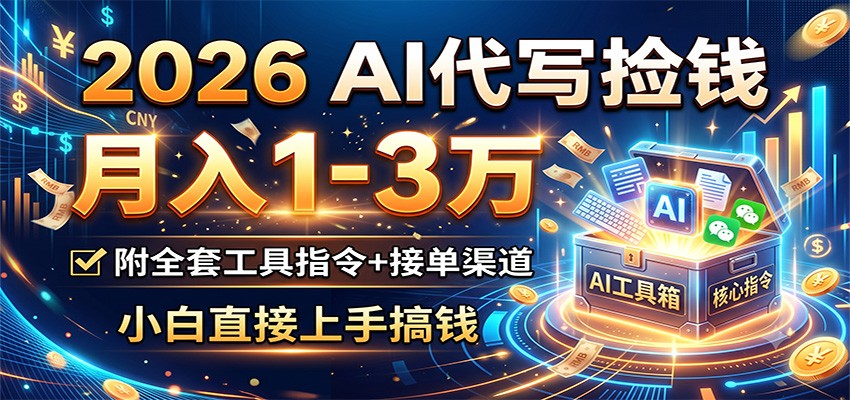 2026 AI代写捡钱,月入1-3万,附全套工具指令+接单渠道,小白直接上手搞钱-鼎铸网