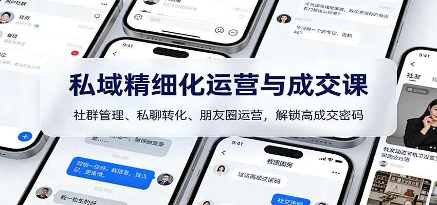 私域精细化运营与成交课：社群管理、私聊转化、朋友圈运营，解锁高成交密码-鼎铸网