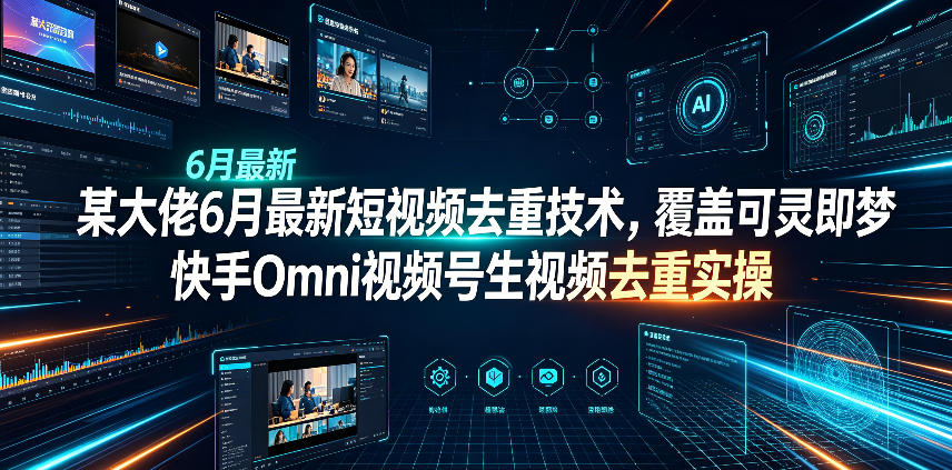 某大佬6月最新短视频去重技术，覆盖可灵即梦快手Omni视频号生视频去重实操-鼎铸网