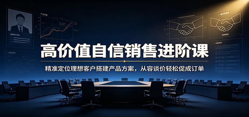 高价值自信销售进阶课:精准定位理想客户搭建产品方案,从容谈价轻松促成订单-鼎铸网