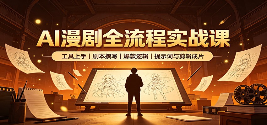 AI漫剧全流程实战课：工具上手、剧本撰写、爆款逻辑、提示词与剪辑成片-鼎铸网