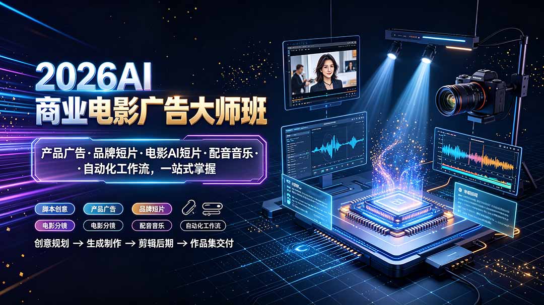 2026AI商业电影广告大师班：产品广告·品牌短片·电影AI短片·配音音乐·自动化工作流，一站式掌握-鼎铸网