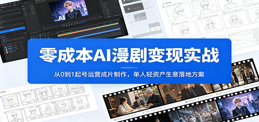 零成本AI漫剧变现实战：从0到1起号运营成片制作，单人轻资产生意落地方案-鼎铸网